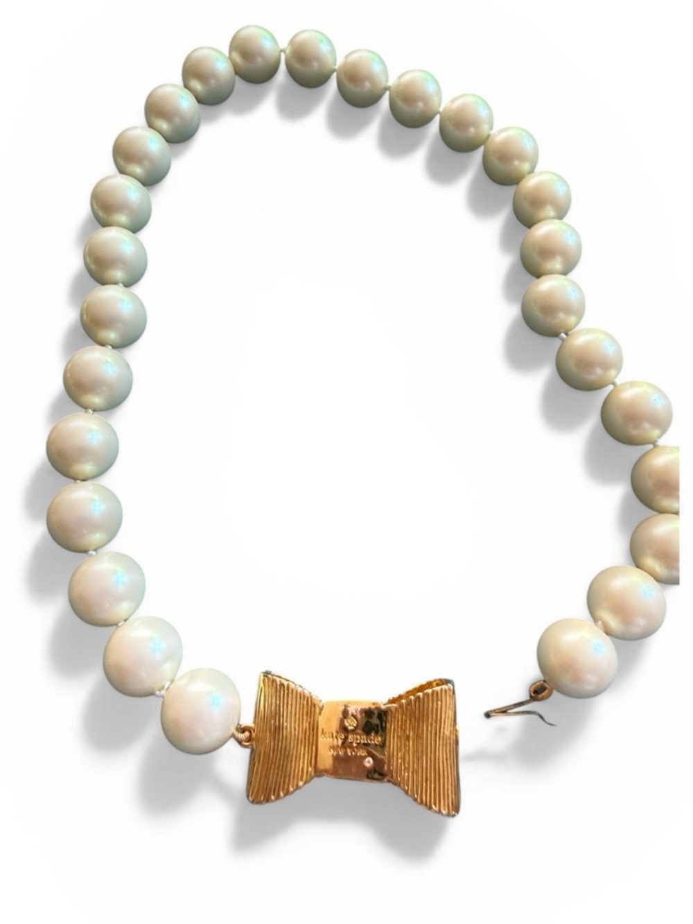 Kate Spade Pearl Bead Necklace and Bracelet Set with Gold Bow Clasp - Picture 3 of 6